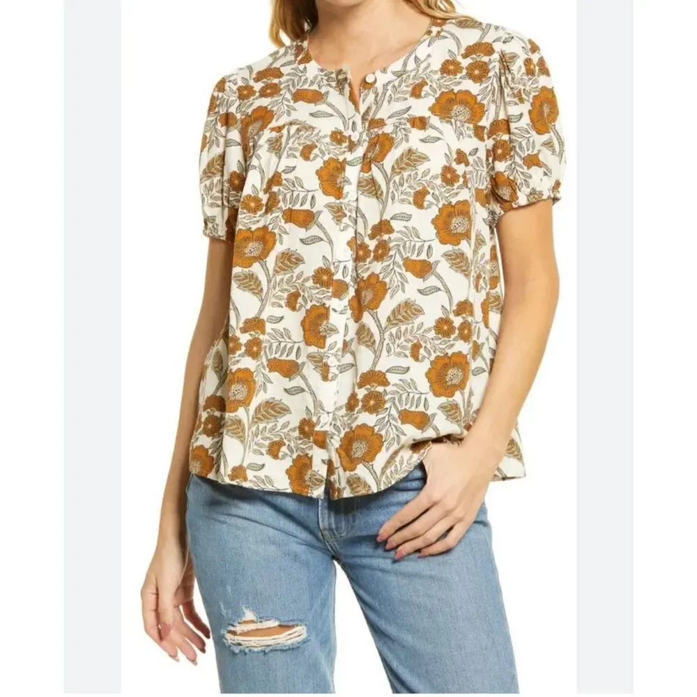 Faherty Juliet Button Down Blouse M - Picture 6 of 6